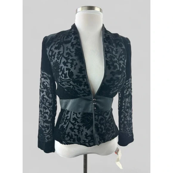 NWT Vintage Ever Beauty Jacket Black Velvet Size 10 Whimsigoth Dark Romantic - Picture 16 of 16